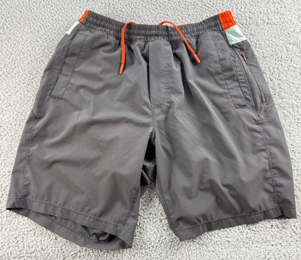 Birddogs Shorts Mens Large Gray Orange Athletic Lined For Your Boomstick Long 8"